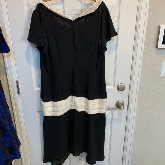 Unique Vintage 1920s Gatsby Flapper Dress Black and Cream Sz XS #32 - Picture 6 of 6